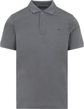 Prada Polo Shirts, male, Gray, Size: S Cotton Polo