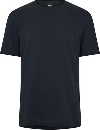HUGO BOSS Mens Tiburt Bubble Structure Cotton Short Sleeve T-Shirt in Dark Blue - Size X-Large