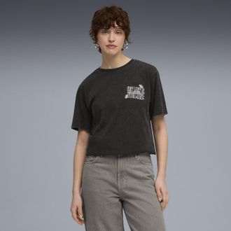 Puma T-shirt con grafica Paradise Mindset dal taglio morbido da donna, Abbigliamento, Nero, XL