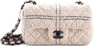 Chanel Classic Single Flap Bag Quilted Tweed Mini crossbody bag - Zwart