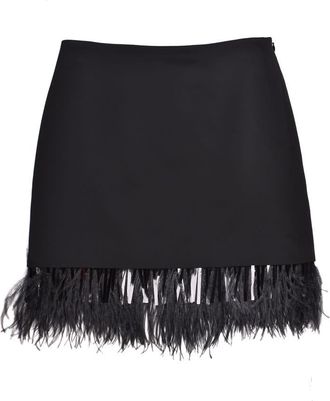 Brunello Cucinelli Black Skirt With Feather Trim, Brand Size 44 (US Size 10)