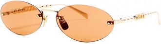 Gucci Eyewear Rimless Oval-frame Designer Sunglasses - Gold & Brown - One Size