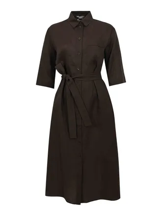 Maison Margiela Mmltabella Shirt Dress In Dark Brown Linen