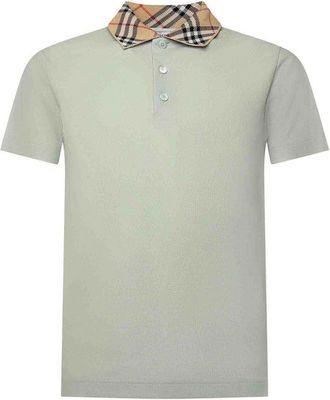 Burberry Cotton Polo Shirt With Check Collar