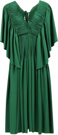 Rochas Green Pleated Open Back Dress Size XS