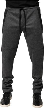 Dolce & Gabbana Wollen Tapered Jogger Trainingsbroeken - Heren - Sweatpants - Grijs - XL - Wol - Broeken