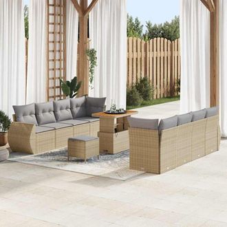 vidaXL Conjunto De Sof&aacute; De Jard&iacute;n 11 Pcs Beige Polirat&aacute;n Vidaxl