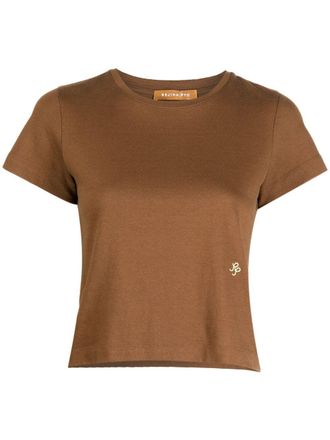 Rejina Pyo cropped short-sleeve T-shirt - women - Cotton - M - Brown