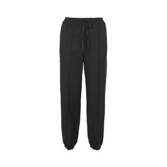 Jil Sander Sweatpants, female, Black, S, Black Gabardine Trousers with Elasticated Waistband