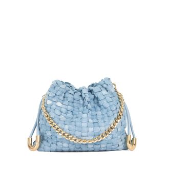 Dune London Womens Accessories Primrose S - Small Drawstring Woven Leather Bag - Blue - One Size