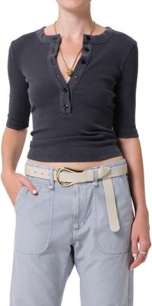 Citizens Of Humanity Nali Mineral Wash Elbow Sleeve Henley in Charcoal Mineral at Nordstrom, Size X-Small