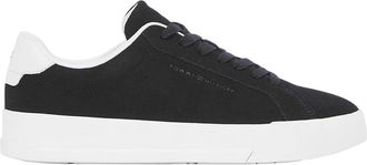 Tommy Hilfiger Heren-sportschoenen van Pebble Grain Court-leer (Zwart, Wit)