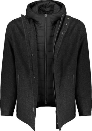 Herno Minimalistische Jas van Maagdelijke Wol - Heren - Winterjassen - Zwart - L - Wol - Jassen