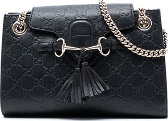 Gucci Womens Pre-owned Small Guccissima Emily Shoulder Bag - Black Leather - One Size