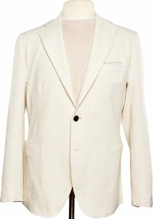 Eleventy Mens Cotton Stretch Laser Cut Sport Jacket In Cream