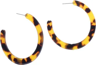 Generic Acrylic Marbled Lady Earring Leopard Round Hoop Earrings Women Tortoise Shell Jewelry Lovely and Professional Multicolor