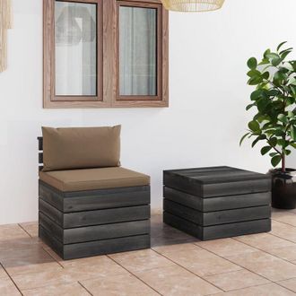 vidaXL 2 Pcs Conjunto De Paletas Con Cojines De Pino Masivos