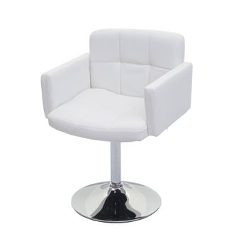 Hhg [nunca Usado] Silla De Comedor Orlando, Silla De Cocina Silla Giratoria, Imitaci&oacute;n De Cuero Cromo, Blanco