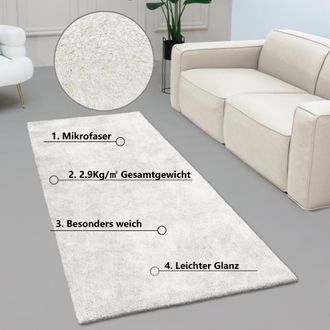 Bruno Banani Hochflor-Läufer »Dana Teppich, Kundenliebling« rechteckig 30 mm Höhe Brücke, uni, weich, Mikrofaser, Diele, Flur, Wohnzimmer, Schlafzimmer