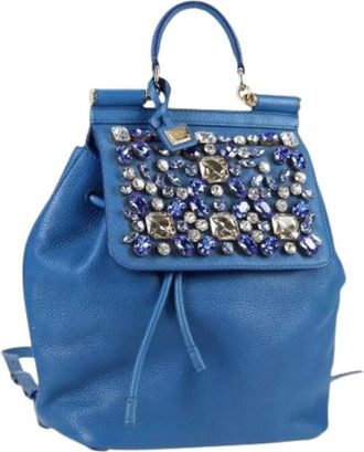 Dolce & Gabbana Pre-owned Backpacks, female, Blue, Size: ONE SIZE Pre-owned Leather Backpack