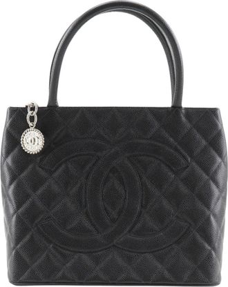 Chanel Matelasse Black Grained Calfskin Tote Bag (Pre-Owned)