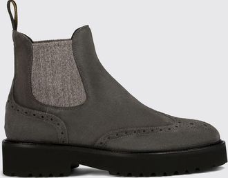 Doucal's Stivaletto Chelsea in suede con motivo brogue