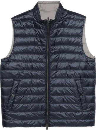 Herno Blue And Grey Quilted Vest