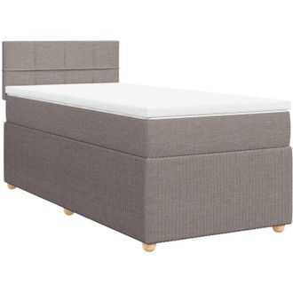 vidaXL Cama Box Spring Con Colch&oacute;n Tela Gris Taupe 90x200 Cm Vidaxl