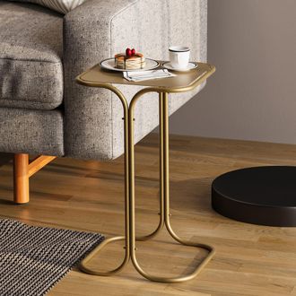 Dmora Mesa De Caf&eacute; Perrero, Forma Cuadrada, Material De Metal, Color Dorado, 30x30x52h Cm Dorado