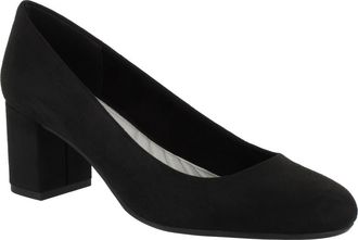 Easy Street Proper Block Heel Pump - Multiple Widths Available in Black Super Suede at Nordstrom Rack, Size 6.5