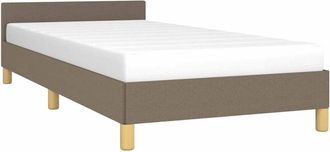 vidaXL Estructura de cama con cabecero sin colchón tela taupe 90x200cm vidaXL