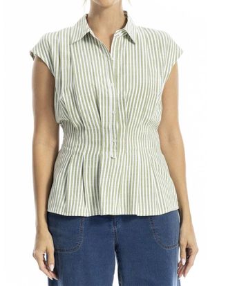 Max Studio Cap Sleeve Collared Shirt