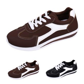 Generic Women Casual Lace Up Shoes Size 7.5 Retro Lightweight Comfortable Walking Leather Sneakers with Arch Support, Ladies Outdoor Non Slip Athletic Running