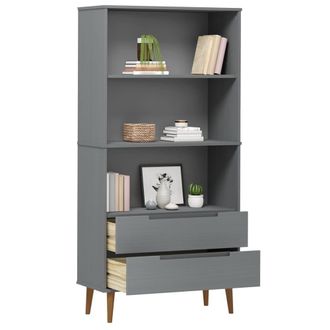 Berkfield Home Beautiful Bookcase MOLDE Grey 85x35x170, 5 cm Solid Wood Pine