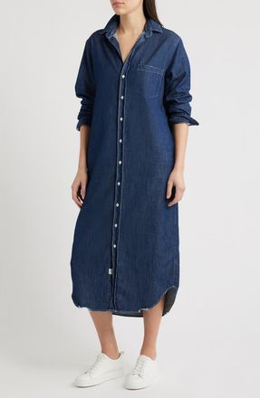 Frank & Eileen Rory Long Sleeve Denim Maxi Shirtdress in Dark Vintage Wash at Nordstrom, Size Xx-Small