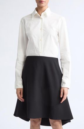 Jil Sander Cutout Back Long Sleeve Cotton Shirt in Seashell at Nordstrom, Size 42