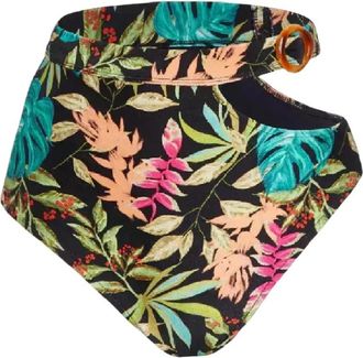 PatBo Zwarte tropische bikinibroek - Dames - Bikinis - Veelkleurig - S - Leer - Badmode