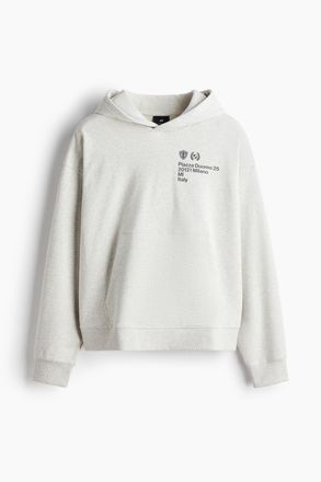 H&M Kastiger Hoodie in Oversized Fit - Hellgraumeliert
