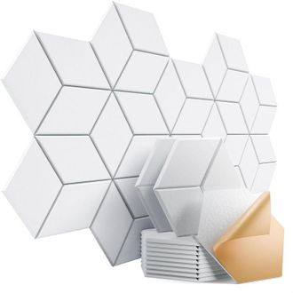 OEM Paquete De 12 Paneles Ac&uacute;sticos Autoadhesivos De 30,5 X 25,4 X 1 Cm - Paneles De Espuma Fonoabsorbente De Alta Densidad, Elegante Dise&ntilde;o En Forma De Y