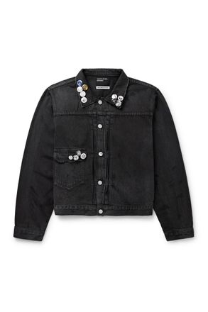 Enfants Riches Deprimes Appliquéd Distressed Panelled Denim Jacket