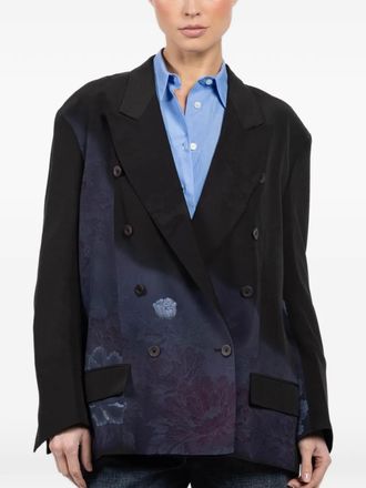 Ibrigu floral-motif double-breasted blazer - Nero