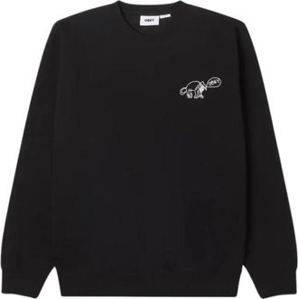 Obey Gedrukte Sweatshirt met Capuchon- Regular Fit - Heren - Sweatshirts - Zwart - S - Katoen - Hoodies & sweatvesten