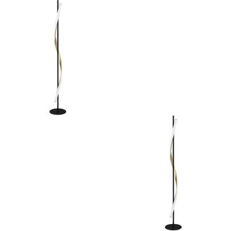 Loops 2 PACK Stylish Black & Brushed Brass LED Floor Lamp for Interiors