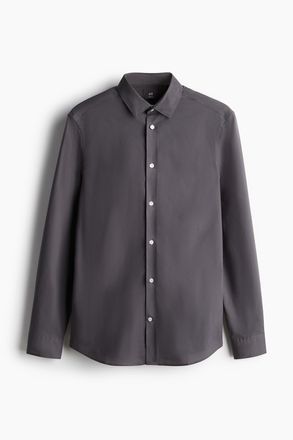 H&M Easy-Iron-Hemd in Slim Fit - Grau