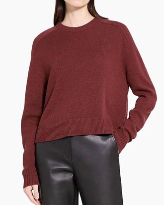 Theory Cropped Cordovan Cashmere Sweater In Red