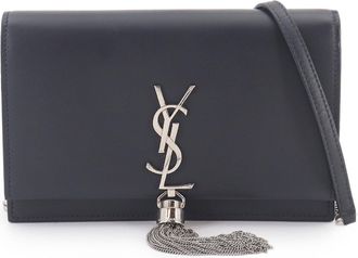 Saint Laurent Navy Leather Chain/Shoulder Wallet (Pre-Owned)