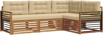 vidaXL Conjunto De Sof&aacute;s De Exterior 4 Uds. Natural Y Beige Vidaxl