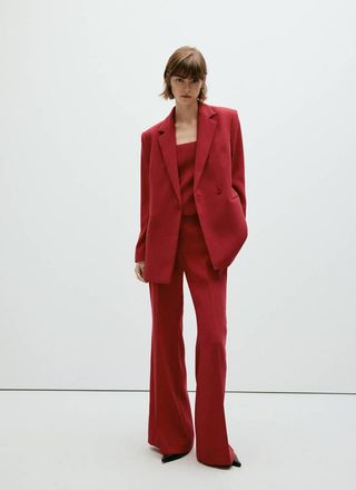 Mango Blazer completo incrociato cintura rosso - Donna - XXS - MANGO