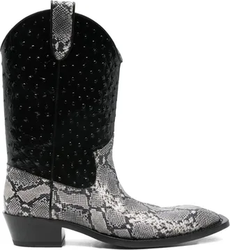 Martine Rose snakeskin-embossed cowboy boot - unisex - Rubber/CALFSKIN/Calf Leather/Calf Leather - 38 - Black