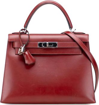 Herm&egrave;s Borsa a tracolla Box Calf Kelly II Sellier 28 2001 - Rosso
